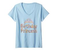 Mujer Bloom Birthday Princess Girl Celebra a mamá Oficialmente Camiseta Cuello V