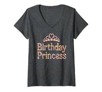 Mujer Bloom Birthday Princess Girl Celebrate Mama Born 1996 Bestie Camiseta Cuello V