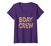 Mujer Bloom CUMPLEAÑOS Crew Niña Mamá Hija Shine Bestie Oldometer Camiseta Cuello V
