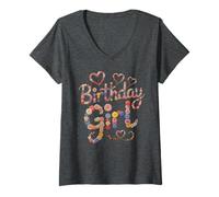 Mujer Bloom CUMPLEAÑOS NIÑA Abuela Jardinería Flores Bestie Born Camiseta Cuello V