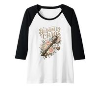 Mujer Bloom In Chaos Vintage Key Roses Floral Cita Camiseta Manga Raglan