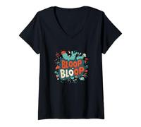Mujer Bloop Bloop Diciendo chispas Risas para Adultos y niños Camiseta Cuello V