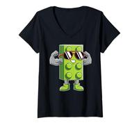 Mujer Bloque de construcción Maestro Constructor de Ladrillos para niños Camiseta Cuello V