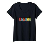 Mujer Bloques de Estilo Moderno de Berlín - Urban Travel Vibes Camiseta Cuello V