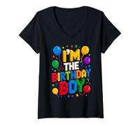 Mujer Bloques de Ladrillos de construcción I'm The Birthday Boy Master Builder Camiseta Cuello V