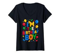 Mujer Bloques de Ladrillos de construcción I'm The Birthday Boy Master Builder Camiseta Cuello V