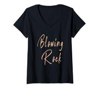 Mujer Blowing Rock North Carolina Vintage diseño Elegante Camiseta Cuello V