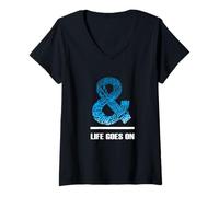Mujer Blue & Life Goes On Blue Graphic Camiseta Cuello V