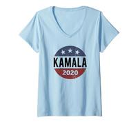 Mujer Blue Wave Retro Vintage Campaign Election Kamala Harris 2020 Camiseta Cuello V