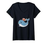 Mujer Blue Whale Juega fútbol Americano Camiseta Cuello V