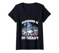 Mujer Blueberry Gnome Dad For Gardener Gardening Is My Therapy Camiseta Cuello V