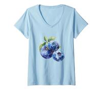 Mujer Blueberry Kawaii Charm tee Camiseta Cuello V