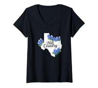 Mujer Bluebonnets de Texas | Wildflowers of Hill Country Texas Camiseta Cuello V