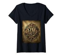 Mujer BM - Iniciales B M Nombre Apellido Onomastics Onomatología Camiseta Cuello V