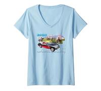 Mujer BMH Austin-Healey 3000 Retro 1959 Coche Deportivo Camiseta Cuello V
