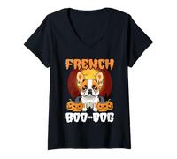 Mujer Bo-Dog francés Camiseta Cuello V