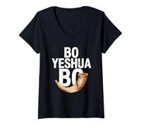 Mujer Bo Yeshua Bo Shofar Fe Profética Camiseta Cuello V