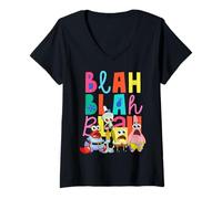 Mujer Bob Esponja Pantalones Cuadrados Patrick Crab Squidward Blah 90s Retro Camiseta Cuello V
