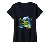 Mujer Bob Esponja Pantalones Cuadrados Ride The Wave Surfing Fun 90s Classic Camiseta Cuello V