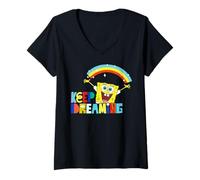 Mujer Bob Esponja Pantalones Cuadrados Soñando Positivo Vibes Diversión 90s Retro Camiseta Cuello V