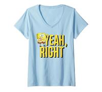 Mujer Bob Esponja Pantalones Cuadrados Yeah Right Cartoon TV Show 90s Classic Camiseta Cuello V