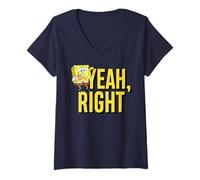 Mujer Bob Esponja Pantalones Cuadrados Yeah Right Cartoon TV Show Clásico 90 Camiseta Cuello V