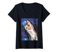 Mujer Bob Esponja Y Patricio Ataque De Tiburón Camiseta Cuello V