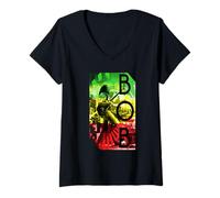 Mujer Bob Marley Concierto Rasta Stripe Camiseta Cuello V