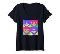 Mujer Bob Ross Bright Pop Art Camiseta Cuello V
