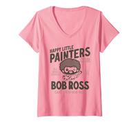 Mujer Bob Ross Happy Little Painters Club Camiseta Cuello V