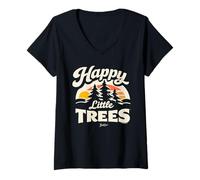Mujer Bob Ross Happy Little Trees Camiseta Cuello V