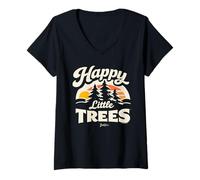 Mujer Bob Ross Happy Little Trees Camiseta Cuello V