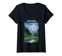 Mujer Bob Ross Mountain Serenity Camiseta Cuello V