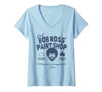 Mujer Bob Ross Paint Shop Camiseta Cuello V