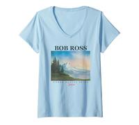 Mujer Bob Ross Pastel Skies Camiseta Cuello V