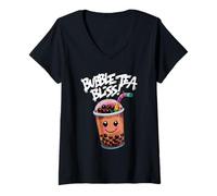 Mujer Boba Tea Bubble Tea Lovers Unite: Bebe, saborea, sonríe juntos Camiseta Cuello V
