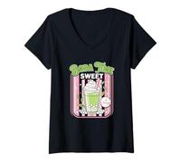 Mujer Boba Time Dulce Y Masticable Tapioca Perlas Entusiasta Camiseta Cuello V