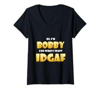 Mujer Bobby Costume Idgaf Funny Meme Halloween Bob Costume Bobbys Camiseta Cuello V