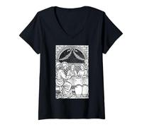 Mujer Boda en Caná Art Water into Wine Tradicional Católica Camiseta Cuello V