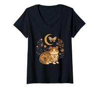Mujer Boho Celestial Hamster Moon Floral Lindo Pequeño Roedor Camiseta Cuello V