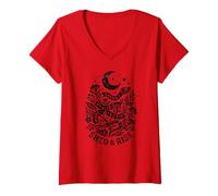 Mujer Boho Snake Moon Floral Botánico Celestial Espiritual Bruja Camiseta Cuello V