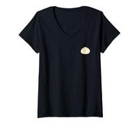 Mujer Bola De Masa De Dim Sum Minimalista Y Dulce para Niños, Camiseta Cuello V