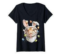 Mujer Bola Python Serpiente Pascua Conejo Huevos Orejas De Conejo Camiseta Cuello V