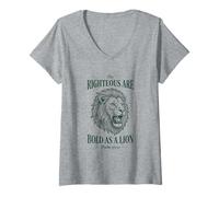 Mujer Bold as a Lion Christian Bible Psalm Verse Camiseta Cuello V