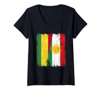 Mujer Bolivia Kurdistán Media Bandera Boliviana Kurdo Heritage Jersey Camiseta Cuello V