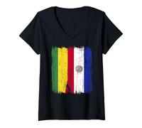 Mujer Bolivia Paraguay Media Bandera Raíces Paraguayas Bolivianas Camiseta Cuello V