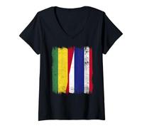 Mujer Bolivia Tailandia Media Bandera Raíces Bolivianas Tailandesas Camiseta Cuello V