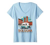 Mujer Bolonia Explora La Ciudad En Caravana Viaje Italia Camiseta Cuello V