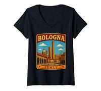 Mujer Bolonia Italia Viaje Familiar a Bolonia Vacaciones Italia Camiseta Cuello V