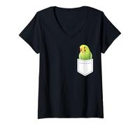 Mujer Bolsillo verde de brecha Camiseta Cuello V